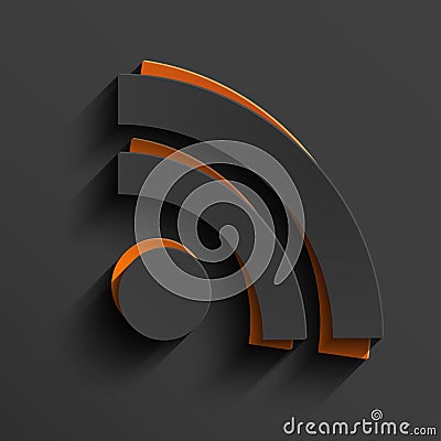 Vector modern RSS feed sign with shadow Vector Illustration