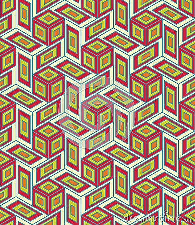 Vector modern seamless colorful geometry cube pattern, color abstract Vector Illustration