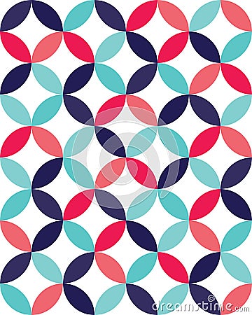 Vector modern seamless colorful geometry overlapping circles pattern, color abstract Vector Illustration