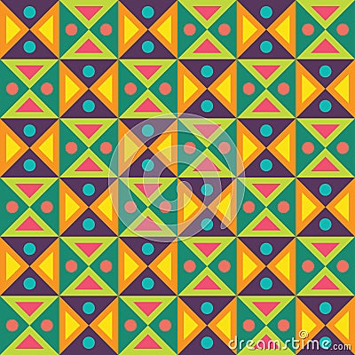 Vector modern seamless colorful geometry triangles dots pattern, color abstract Vector Illustration