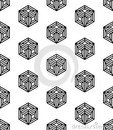 Vector modern seamless geometry pattern cubes, black and white abstract Vector Illustration