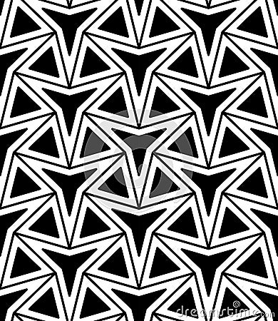 Vector modern seamless geometry pattern three point star, black and white abstract Vector Illustration