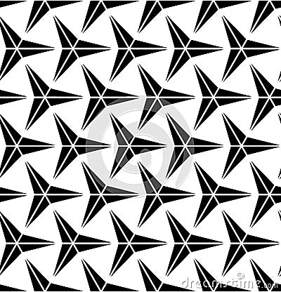 Vector modern seamless geometry pattern three point star, black and white abstract Vector Illustration