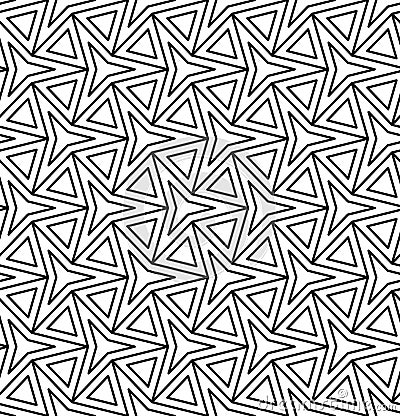 Vector modern seamless geometry pattern three point star, black and white abstract Vector Illustration