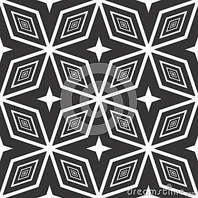 Vector modern seamless sacred geometry pattern, black and white flora vector pattern, accurate, editable and useful background for Stock Photo