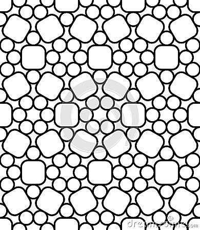 Vector modern seamless sacred geometry pattern circles, black and white abstract Vector Illustration