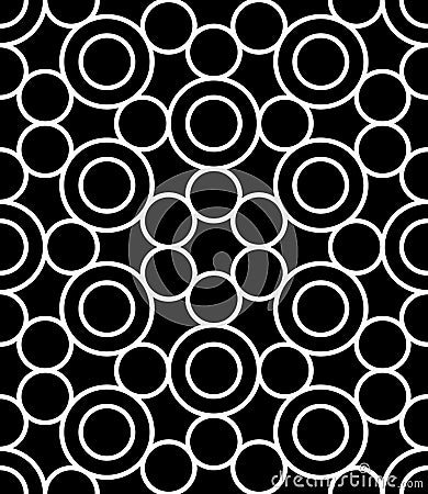 Vector modern seamless sacred geometry pattern circles, black and white abstract Vector Illustration