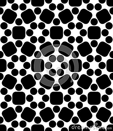 Vector modern seamless sacred geometry pattern circles, black and white abstract Vector Illustration