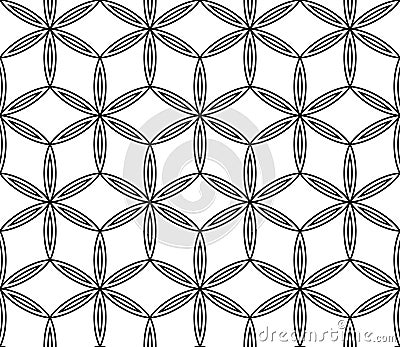 Vector modern seamless sacred geometry pattern flower of life , black and white abstract Vector Illustration