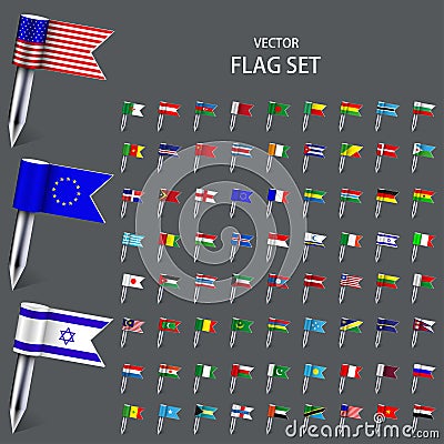Vector modern set flags of the world Vector Illustration