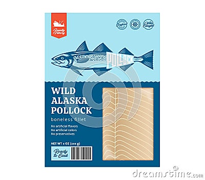 Vector modern style alaska pollock packaging design Vector Illustration