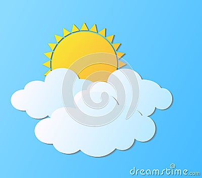 Vector modern sun with clouds background. Summer invitation post Vector Illustration