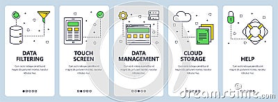 Vector modern thin line data filtering concept web banners Vector Illustration