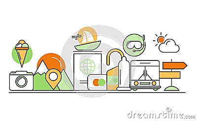 Vector modern thin line flat design of icons set Vector Illustration