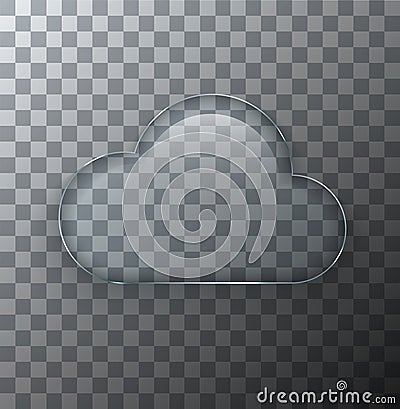 Vector modern transparent cloud glass plate with shadow on sample background. Vector Illustration