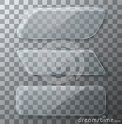 Vector modern transparent glass plates set Vector Illustration