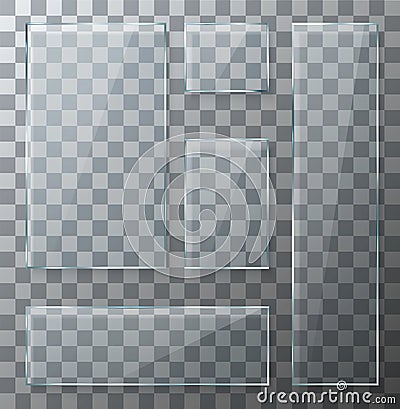 Vector modern transparent glass plates set Vector Illustration