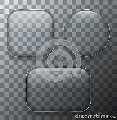 Vector modern transparent glass plates set on sample background. Vector Illustration