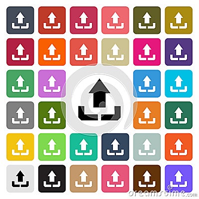 Vector modern Upload flat design icon set in button Vector Illustration