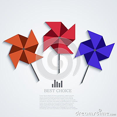 Vector modern windmill background. Vector Illustration