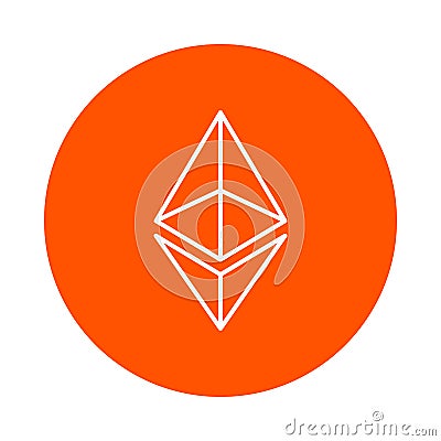 Vector modified symbol of digital crypto currency Etneryum, monochrome round line icon, simple color change Stock Photo