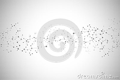 Vector molecule background, genetic and chemical compounds. Abstract connected lines with dots, medical, technological Vector Illustration