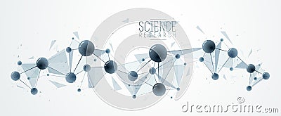 Vector molecules scientific chemistry and physics theme vector abstract background, micro and nano science and technology theme, Vector Illustration