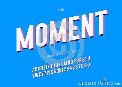 Vector moment typeface 3d bold typography Vector Illustration
