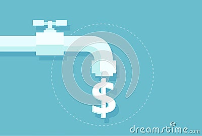 Vector of money dollar sign flowing from faucet Stock Photo