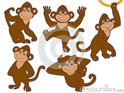 Vector Monkeys Set Vector Illustration