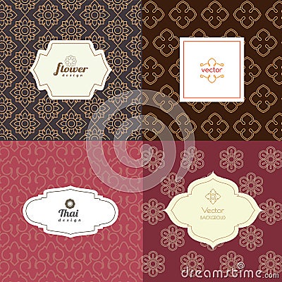 Vector mono line graphic design templates - labels and badges Vector Illustration