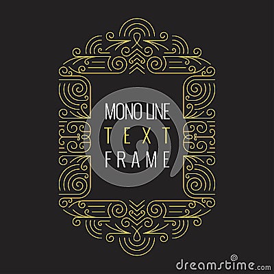 Vector Mono Line style Geometric Frame Template for Text Vector Illustration