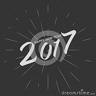 Vector monochrom Happy New Year 2017 for greeting card, flyer, poster logo Vector Illustration