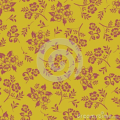 Vector monochromatic floral seamless pattern digital textile print. Vector Illustration
