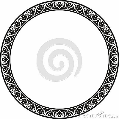 Vector monochrome black round Chinese ornament. Vector Illustration