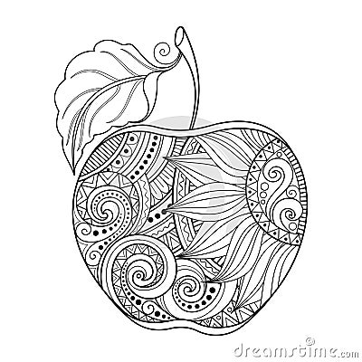 Vector Monochrome Contour Apple Vector Illustration