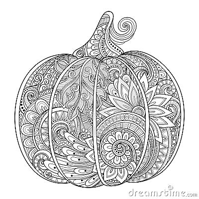 Vector Monochrome Decorative Punkim with Beautiful Pattern Vector Illustration