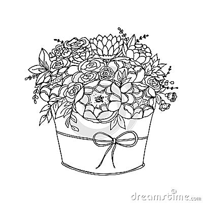 Vector monochrome festive holiday flowers Stock Photo