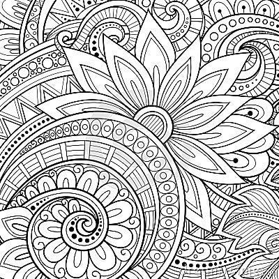 Vector Monochrome Floral Background Vector Illustration