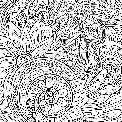 Vector Monochrome Floral Background Vector Illustration