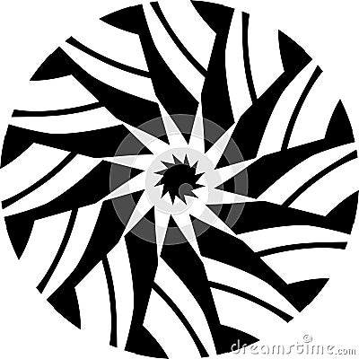 Abstract Vector Black and white Mandala ornament, circular blades, geometric pattern Vector Illustration