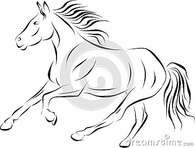 Vector monochrome horse drawn with strokes. Vector Illustration