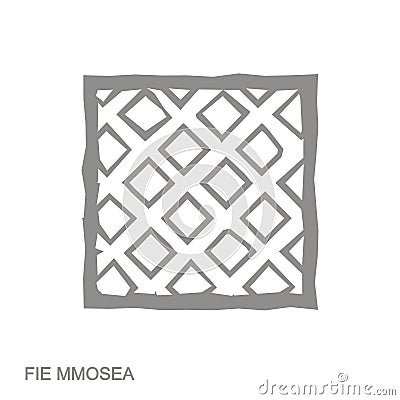 monochrome icon with Adinkra symbol Fie Mmosea Vector Illustration