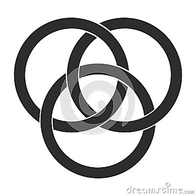 Vector icon with Borromean rings Vector Illustration