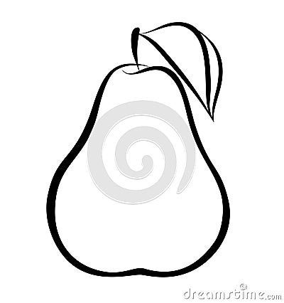 Vector monochrome illustration of pear logo. Vector Illustration