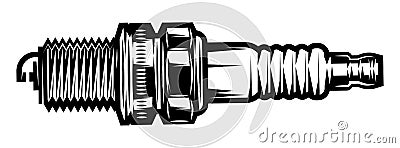 Vector monochrome illustration with spark plug on white background Vector Illustration