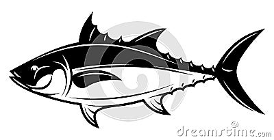 Vector monochrome illustration with tuna for menu design Vector Illustration