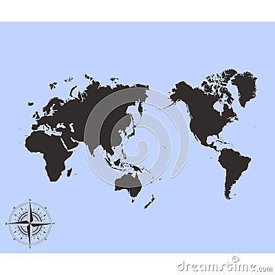 vector Pacific Centred World Map Vector Illustration