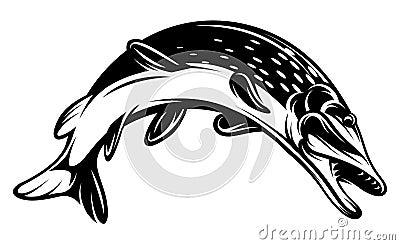 Vector monochrome pike Vector Illustration