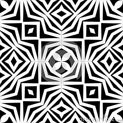 Vector monochrome seamless pattern, abstract geometric floral ornament texture Vector Illustration